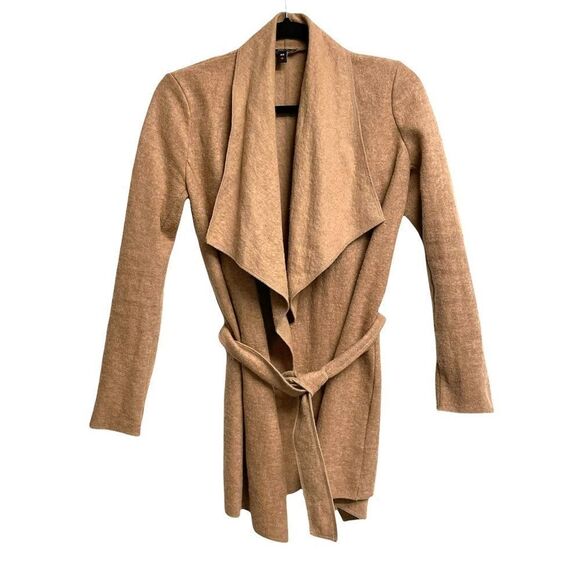 JACOB Vintage Wool Waterfall Wrap Cardigan Sweater Camel S - Picture 2 of 12
